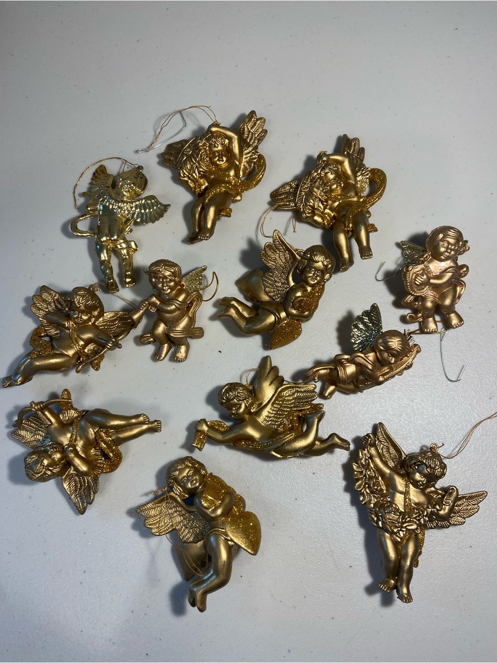 Gold Angel Ornament Set of 12 - Holiday Home Décor
